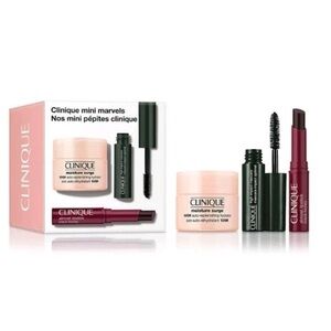 New Clinique Mini Marvels 3 Pcs Moisture Surge, Lipstick Black Honey, Mascara